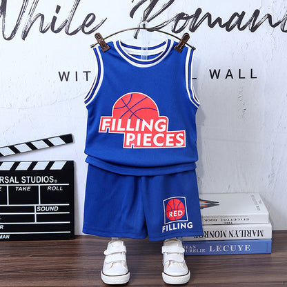 Toddler Boys Vest And Shorts Letter Graphic 1st Birthday Basketball Jersey Cute Sportwear Set