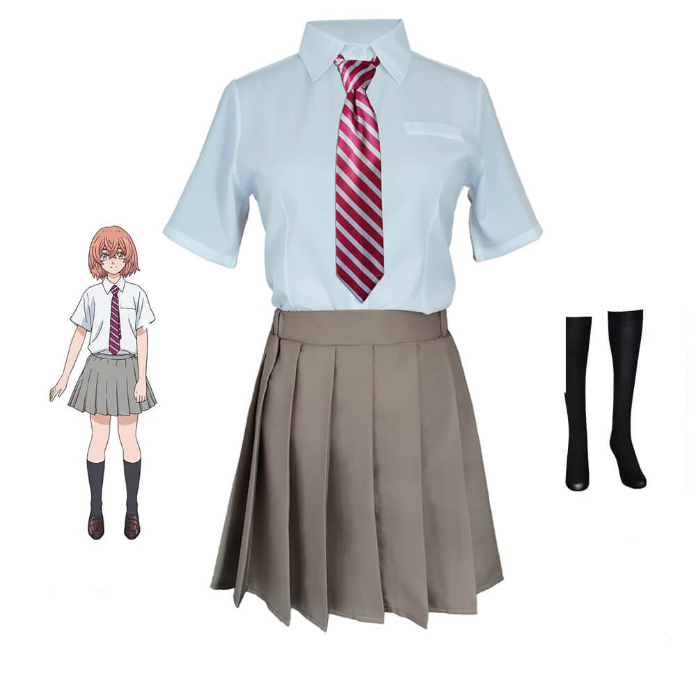 Tachibana Hinata Costume Japanese Girl School Uniform Cosplay Suit Set With Socks