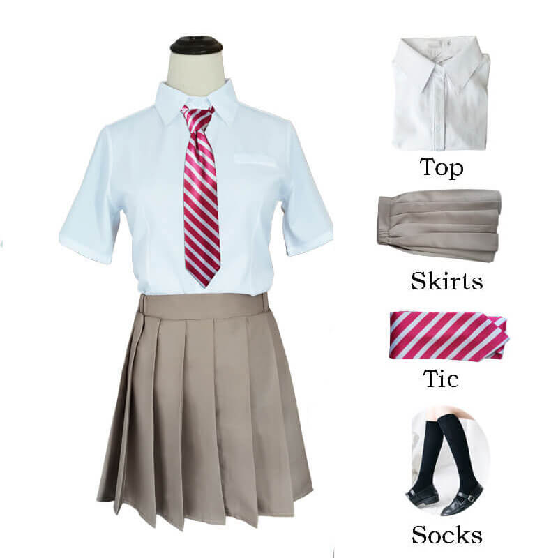 Tachibana Hinata Costume Japanese Girl School Uniform Cosplay Suit Set With Socks