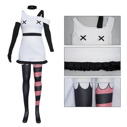 Vaggie Hazbin Hotel Costume Vaggie White Dress with Accessories