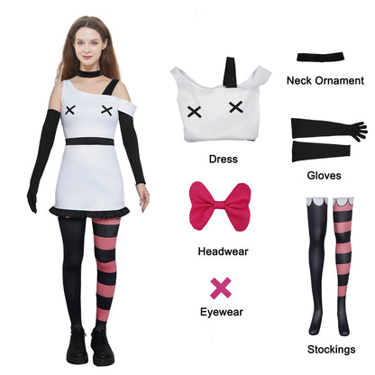 Vaggie Hazbin Hotel Costume Vaggie White Dress with Accessories