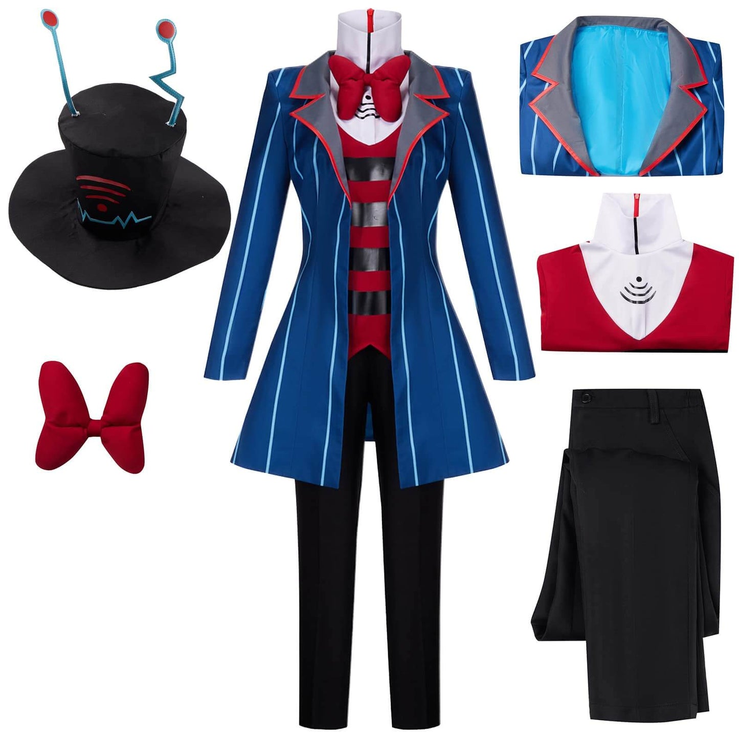 Adult Vox Hazbin Hotel Costume TV Demon Vox Cosplay Outfit Coat Pants and Accessories Full Set for Halloween