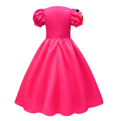 Weird Barbara Dress Movie Kate McKinnon Cosplay Costume Hot Pink Puff Sleeve Dress