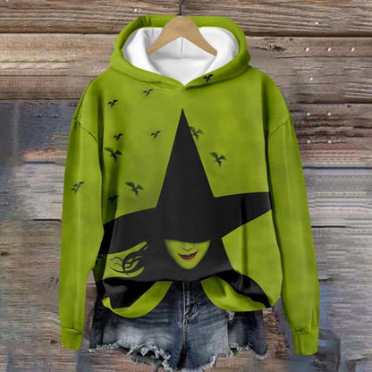 Adult Wicked Elphaba Hoodie Green Good Witch Sweatshirt Hooded Long Sleeve Womens Witch Outfit