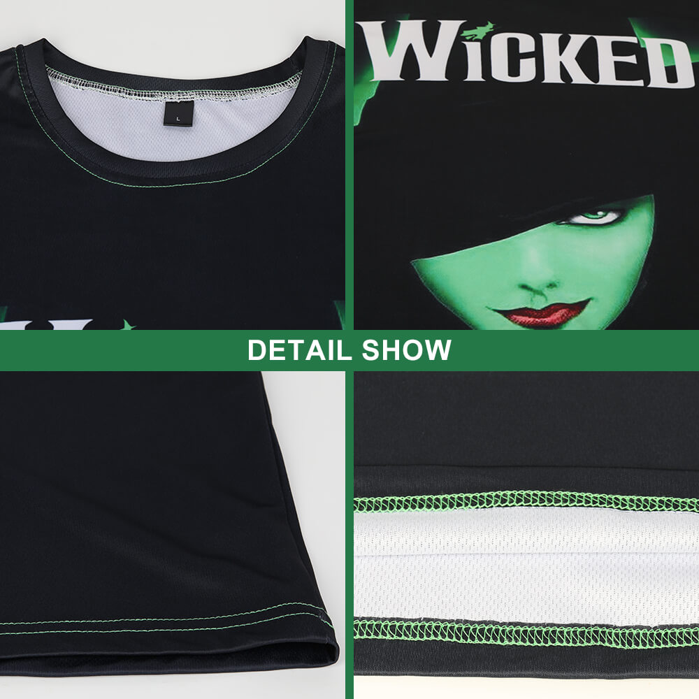 Kids Adults Wicked Costume Green Elphaba T-shirt Daily Wear Cosplay Short Sleeve Shirts