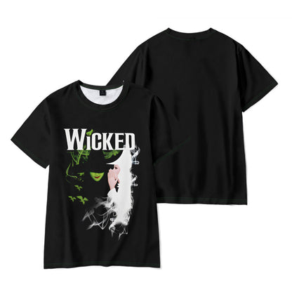 Kids Adults Wicked Costume Green Elphaba T-shirt Daily Wear Cosplay Short Sleeve Shirts