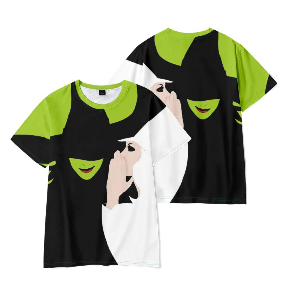 Kids Adults Wicked Costume Green Elphaba T-shirt Daily Wear Cosplay Short Sleeve Shirts