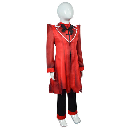 Kids Alastor Cosplay Suit Hazbin Hotel Children Red Costume Full Set