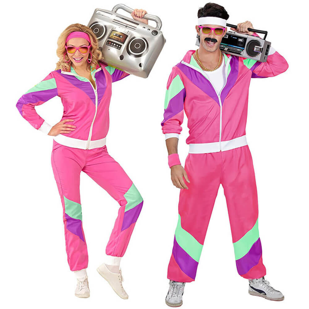 Adults 80s Tracksuit Costume Disco Outfit Hip Hop Street Style Jacket and Pants