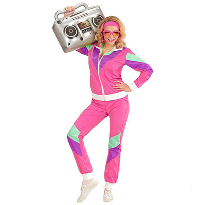 Adults 80s Tracksuit Costume Disco Outfit Hip Hop Street Style Jacket and Pants