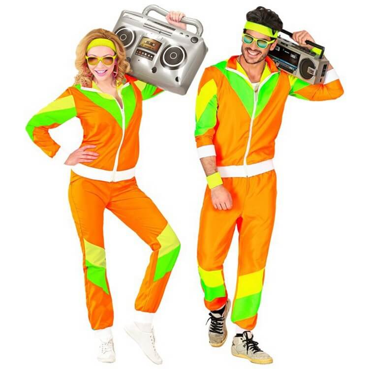 Adults 80s Tracksuit Costume Disco Outfit Hip Hop Street Style Jacket and Pants