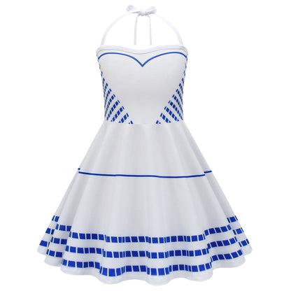 Kids Sweetheart Dress with Blue Headband Combo Barbara Halter Neck Movie Cosplay Costume