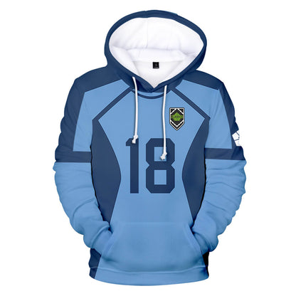 Teens Adult Blue Lock Hoodie Isagi Yoichi Plus Size Pullover Sweatshirt No.11 Sport Uniform