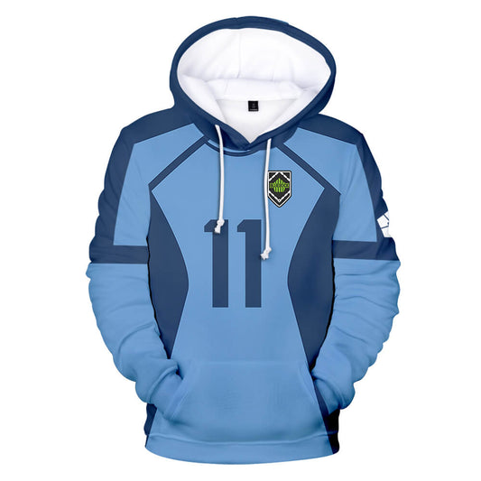 Teens Adult Blue Lock Hoodie Isagi Yoichi Plus Size Pullover Sweatshirt No.11 Sport Uniform