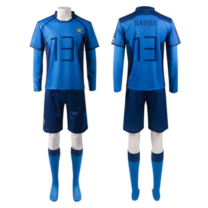 Adult Blue Isagi Football Jersey Isagi Yoichi Bachira Uniform Full Set Football Team Sportswear