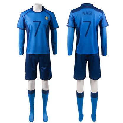 Adult Blue Isagi Football Jersey Isagi Yoichi Bachira Uniform Full Set Football Team Sportswear