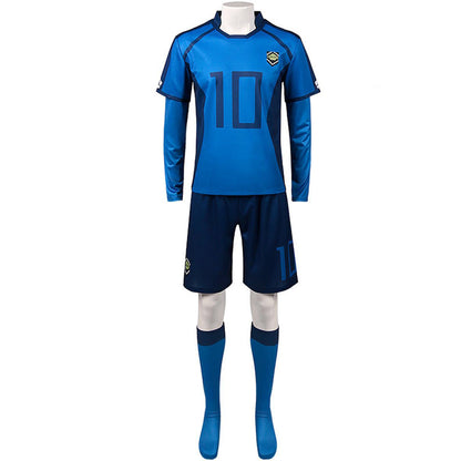 Adult Blue Isagi Football Jersey Isagi Yoichi Bachira Uniform Full Set Football Team Sportswear