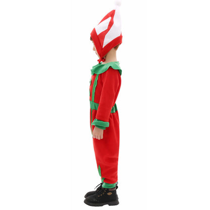 Kids Elf Costume Christmas Elf Outfit Boys Girls Xmas Jumpsuit and Hat 2pcs Elf Suit