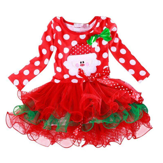 Baby Girls Christmas Red Dress Kids Toddlers Tulle Costume Santa Dress Outfits