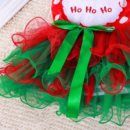 Baby Girls Christmas Red Dress Kids Toddlers Tulle Costume Santa Dress Outfits