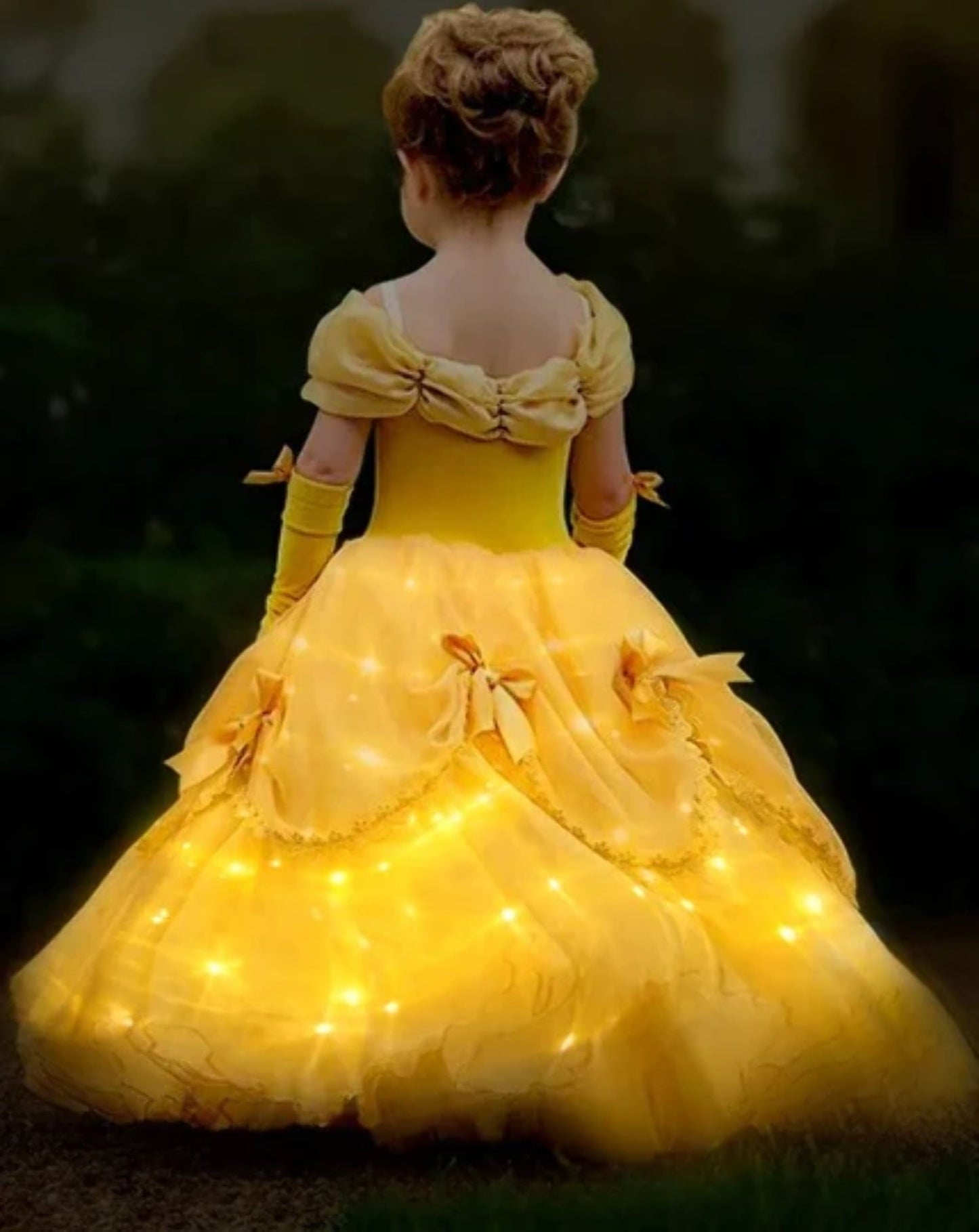 Kids Princess Belle Dress Light Up Dress Beauty Party Dress Girls Birthday Princess Dress