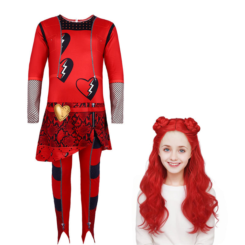 Girls Princess Red Costume The Rise of Red Jumpsuit and Wig for Cosplay