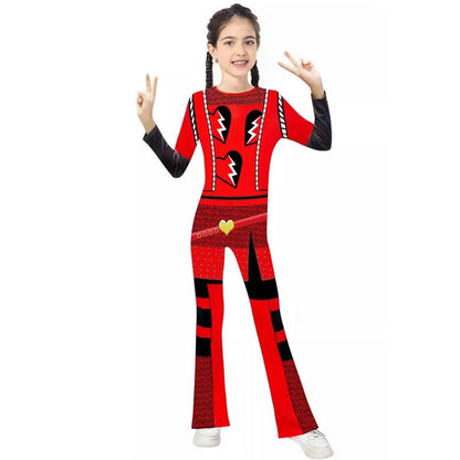 Girls The Rise Of Red Costume Princess Red Cosplay Outfit Tops and Pants Suit