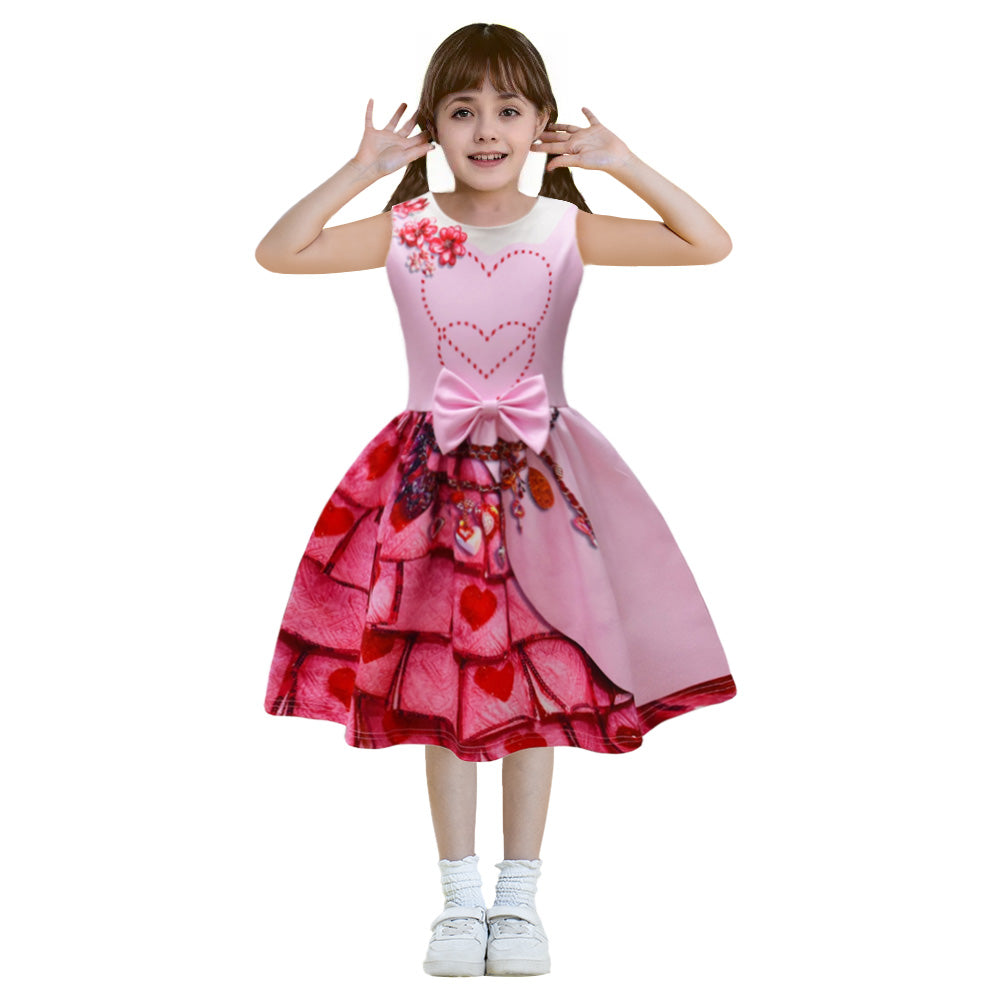 Queen of Hearts Outfit Princess Bridget Pink Dress 2024 Movie Cosplay Costume 3-10 Years