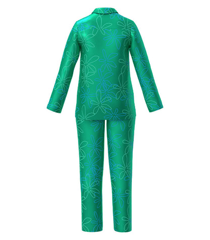 Inside Joy DIsgust Pajamas Movie Joy Costume Silk Sleepwear Disgust Sleep Shirts and Pants 2pcs Suit