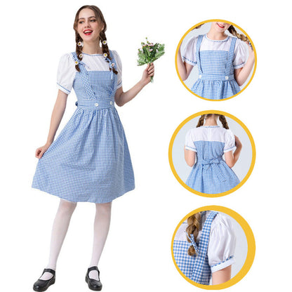 Adult Dorothea Costume Wizard Princess Dorothee Gale Blue Dress Halloween Cosplay Outfit