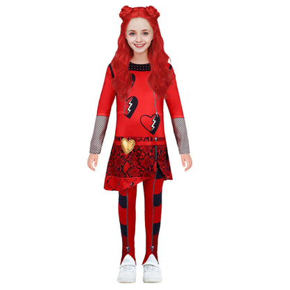 Girls Princess Red Costume The Rise of Red Jumpsuit and Wig for Cosplay