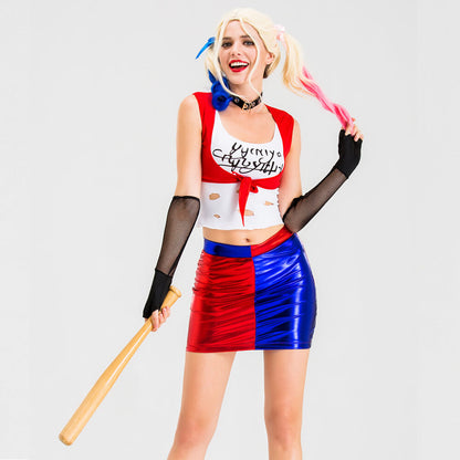 Adult Harley Costume Sexy Halloween Cosplay Outfit Harley Jacket Set for Role Play