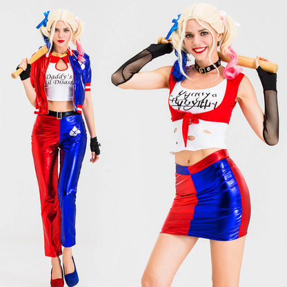 Adult Harley Costume Sexy Halloween Cosplay Outfit Harley Jacket Set for Role Play