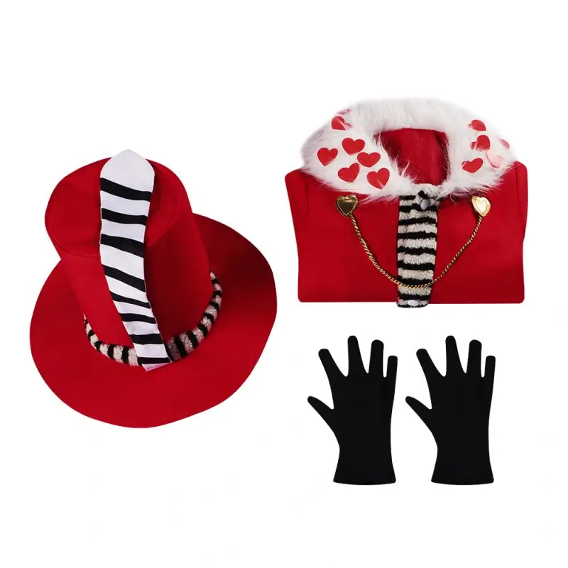 Adult Valentino Costume Fancy Valentino Red Dress Hat and Gloves 3pcs Suit Halloween Cosplay Outfit