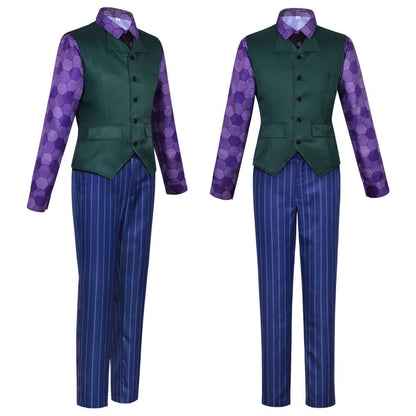 Adult Guason Costume Joker Cosplay Outfit Purple Joker Halloween Overcoat Suit for Men