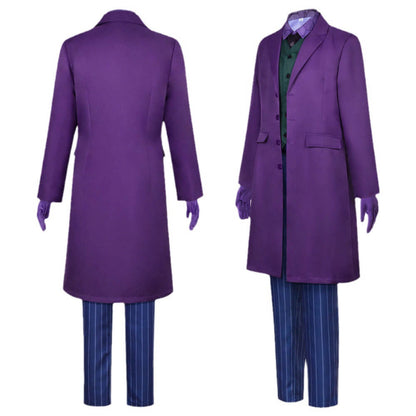 Adult Guason Costume Joker Cosplay Outfit Purple Joker Halloween Overcoat Suit for Men