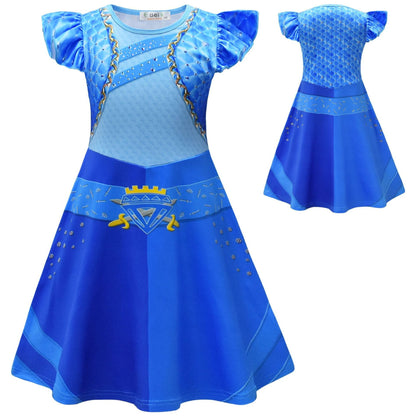 Kids The Rise of Red Dress Chloe Charming Costume Girls Halloween Blue Dress