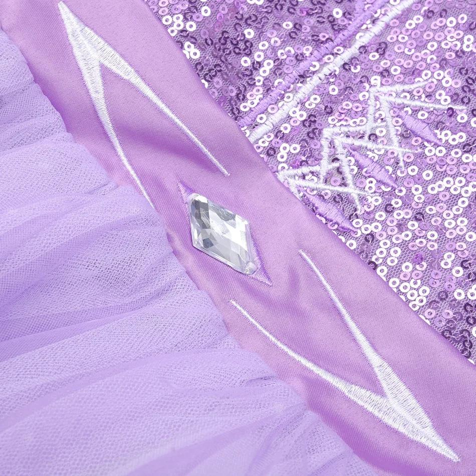 Anna Costume Kids Light Up Princess Dress Purple Sequined Birthday Dress Party Dress