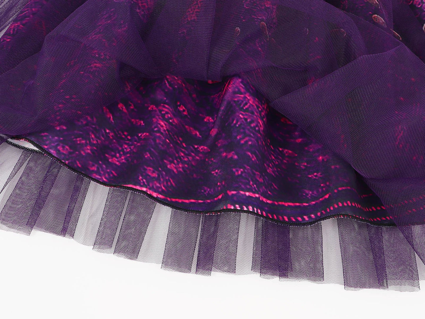 Kids Princess Mal Dress Queen Tulle Mesh Purple Costume and Wig for Party