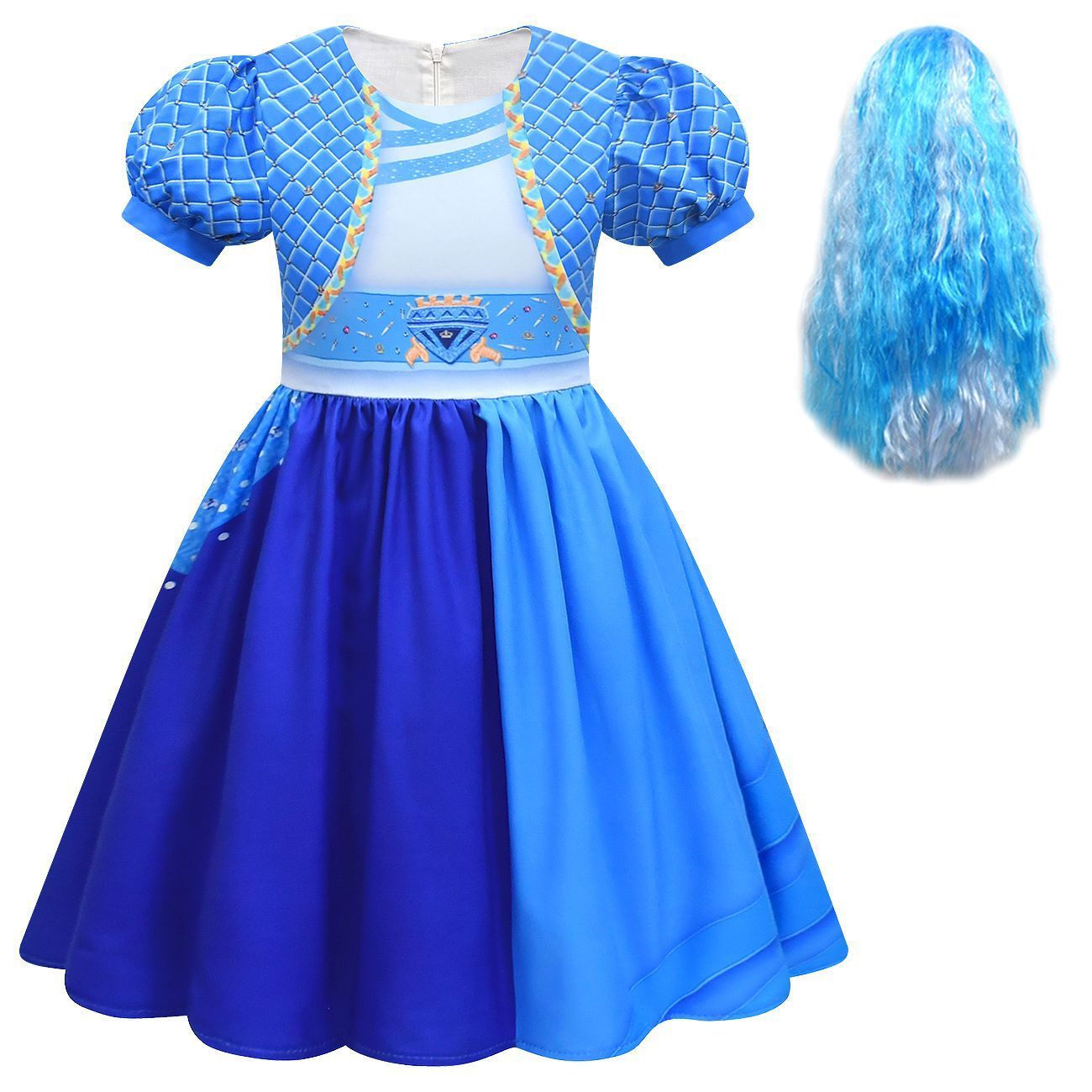 Girls Chloe Charming Costume Blue Dress with Wig The Rise of Red Outfit with Accessories for Cosplay