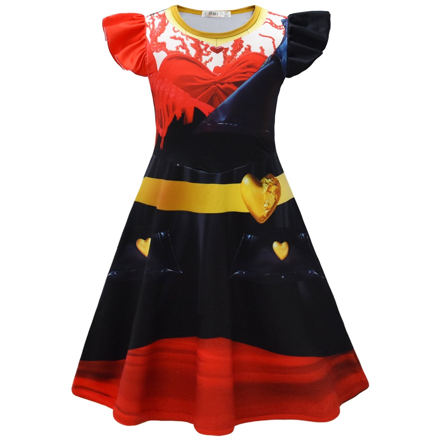 Girls The Rise of Red Fly Sleeve Dress and Bag Princess Red Dress Up Full Set