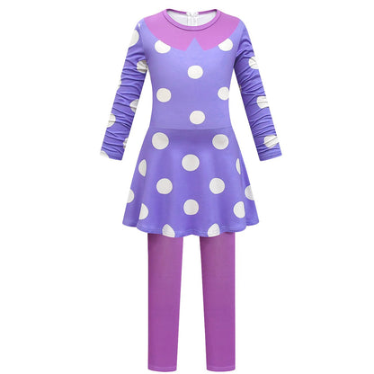 Girls Envy Cosplay Costume Inside 2 Out Envy Dress with Leggings Cloak and Mask for Carnival