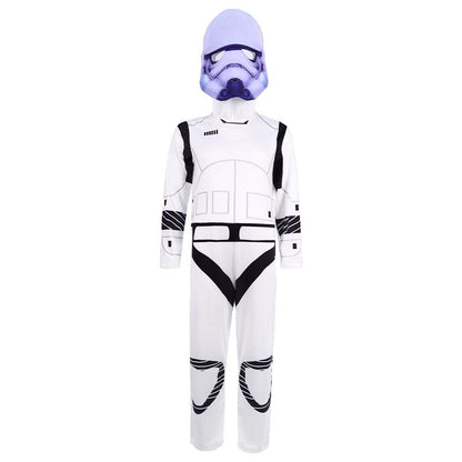 Kids Storm Trooper Costume Imperial Soldiers Jumpsuit Helmet Suit Trooper Bucketheads Outfit