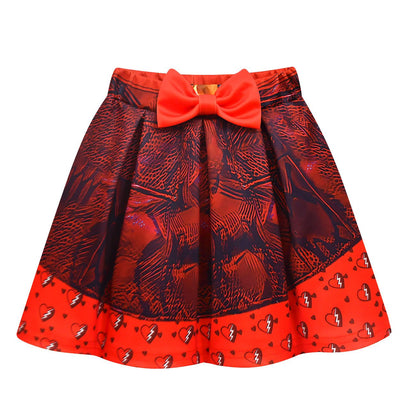 Kids Red Costume Princess T-shirt and Skirt Suit The Daughter of The Queen of Hearts Outfit