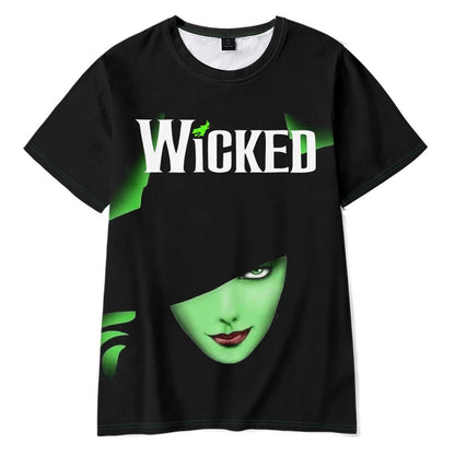 Kids Adults Wicked Costume Green Elphaba T-shirt Daily Wear Cosplay Short Sleeve Shirts