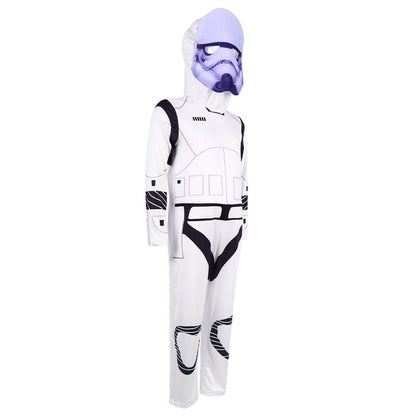 Kids Storm Trooper Costume Imperial Soldiers Jumpsuit Helmet Suit Trooper Bucketheads Outfit