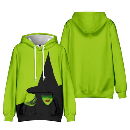 Adult Wicked Elphaba Hoodie Green Good Witch Sweatshirt Hooded Long Sleeve Womens Witch Outfit