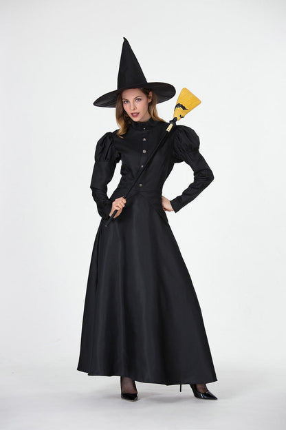 Kids Adult Wicked the Witch Costume Mommy and Me Halloween Cosplay Outfit with Witch Hat