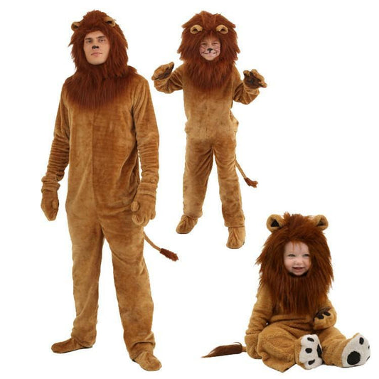 Wizard Lion Costume Kids Adults Cute Furry Outfit with Helmet Gloves and Shoe Covers