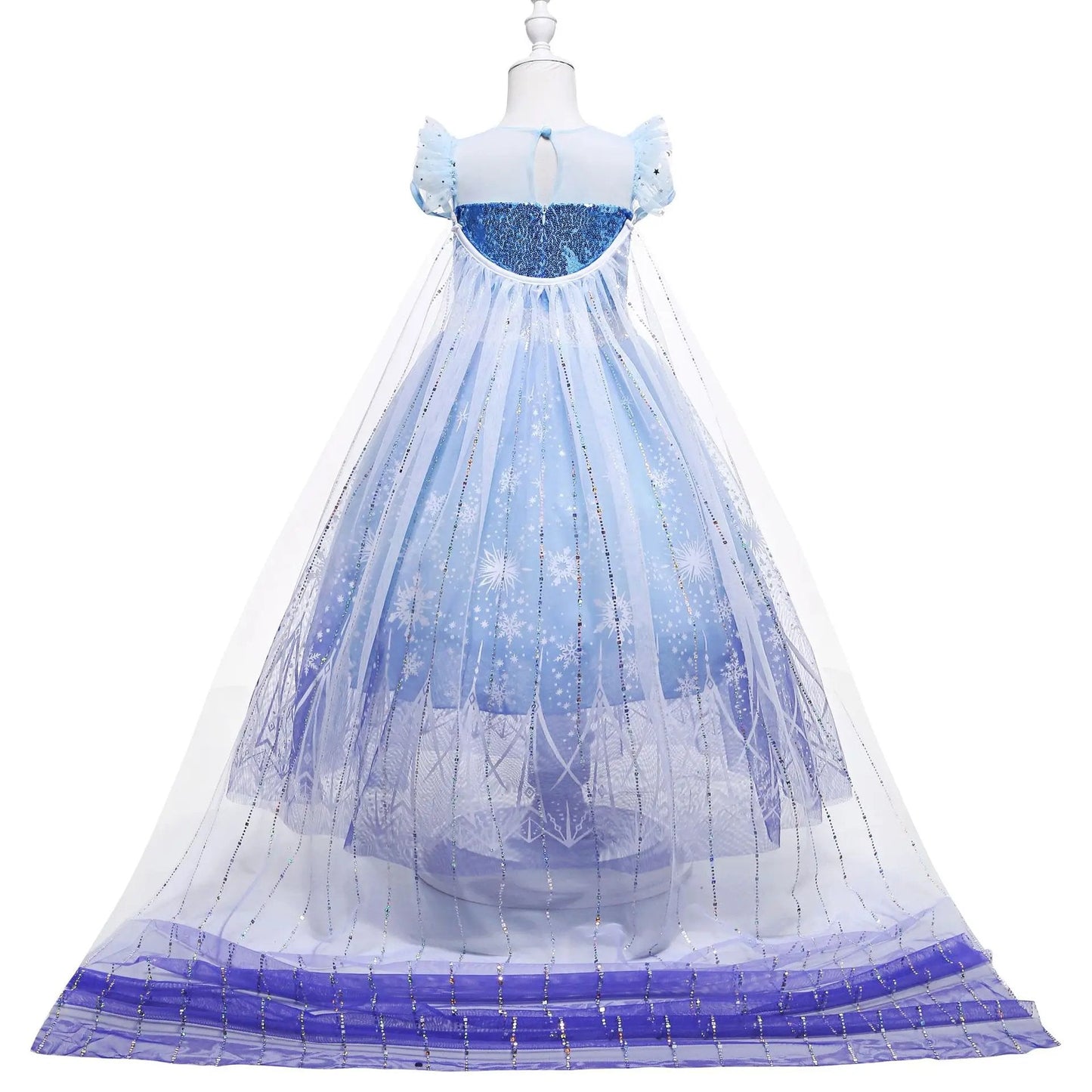 Elsa Costume Princess Dress Girls Light Up Dress Snowflake Trailing Party Dress Birthday Dres